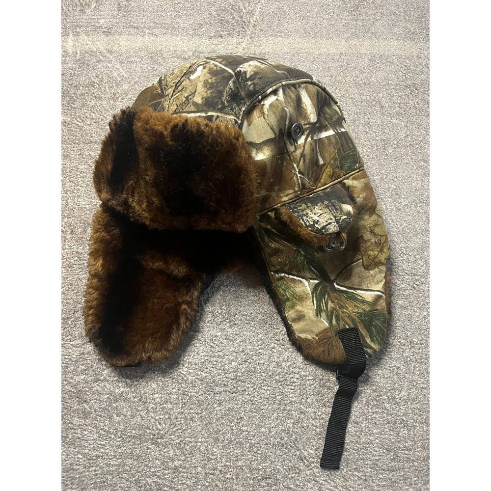 Snap-on Camo Trapper Hat Faux Fur Ear Flap Hunting Cap OSFM